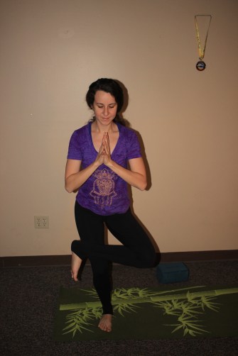 Standing pigeon: Take the ankle of the lifted leg on to the knee of the standing leg. Bend the standing leg. The deeper you bend the standing leg, the deeper you will be in the pose. 