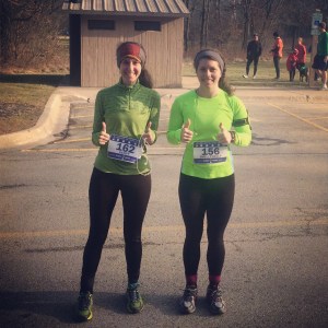 Kelly and I before the race. We were ready for some serious trails to run and boy did we get it. We were pretty covered in mud by the end. 