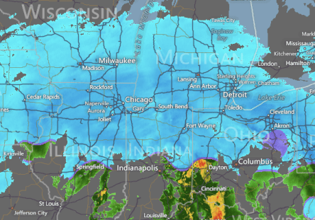 See South Bend there tucked in the middle of that wonderful splash of blue? Yeah, I tried to do a long run through that. Didn't happen. 