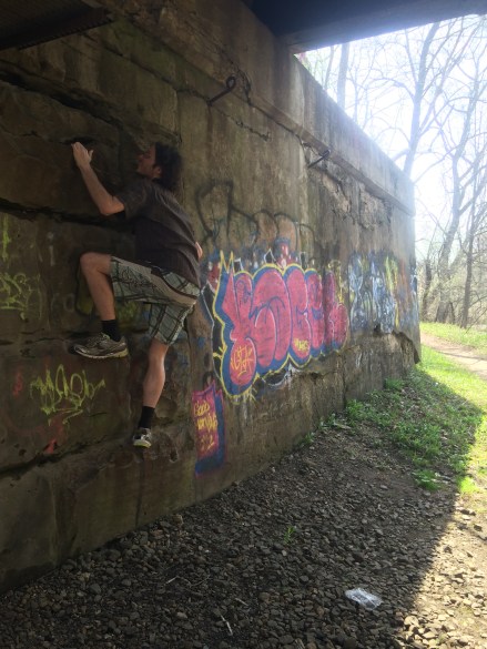 Frank decided to do a little climbing while on our hike.